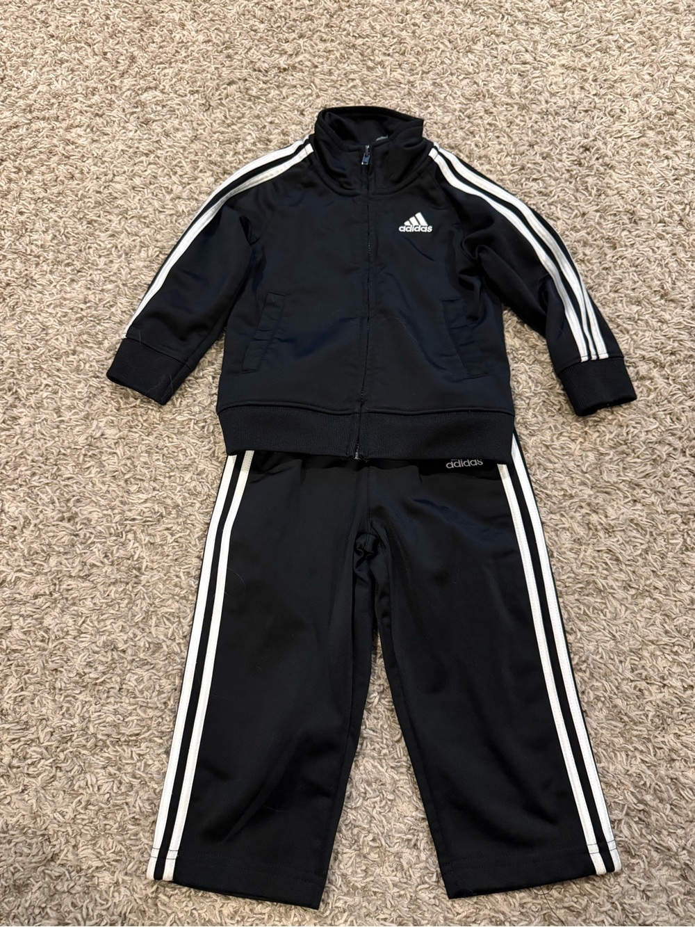 adidas Black and White Kids Two-Piece Track Set
